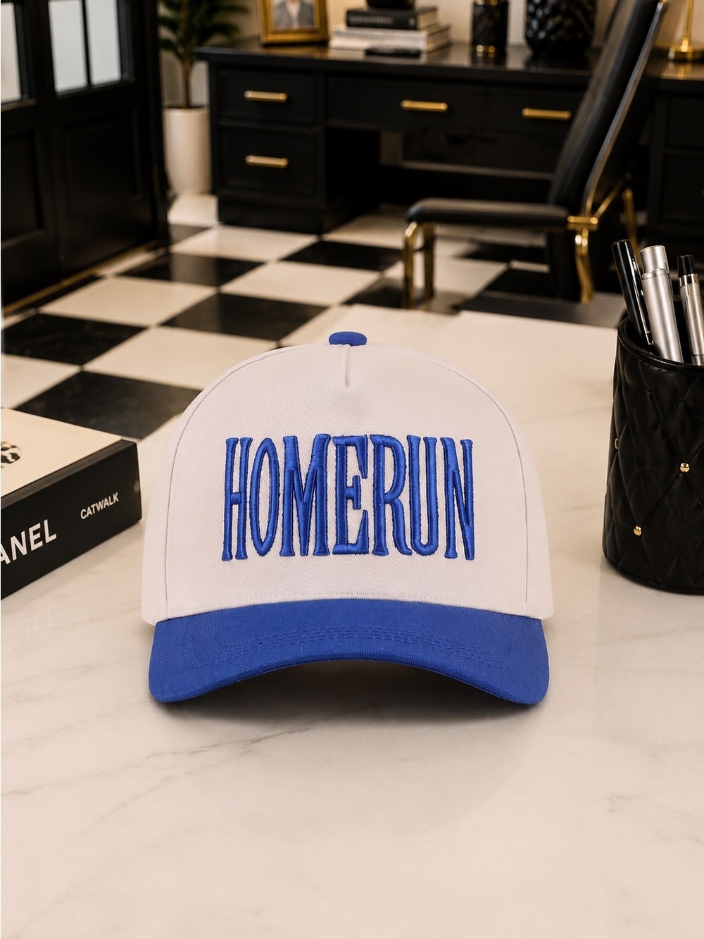 Zenana HOMERUN Embroidered Baseball Cap - White & Royal Blue
